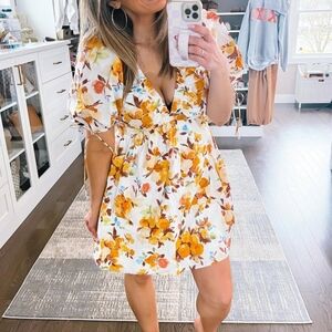 35-Abercrombie & Fitch Floral Mini Dress with Puff Sleeves